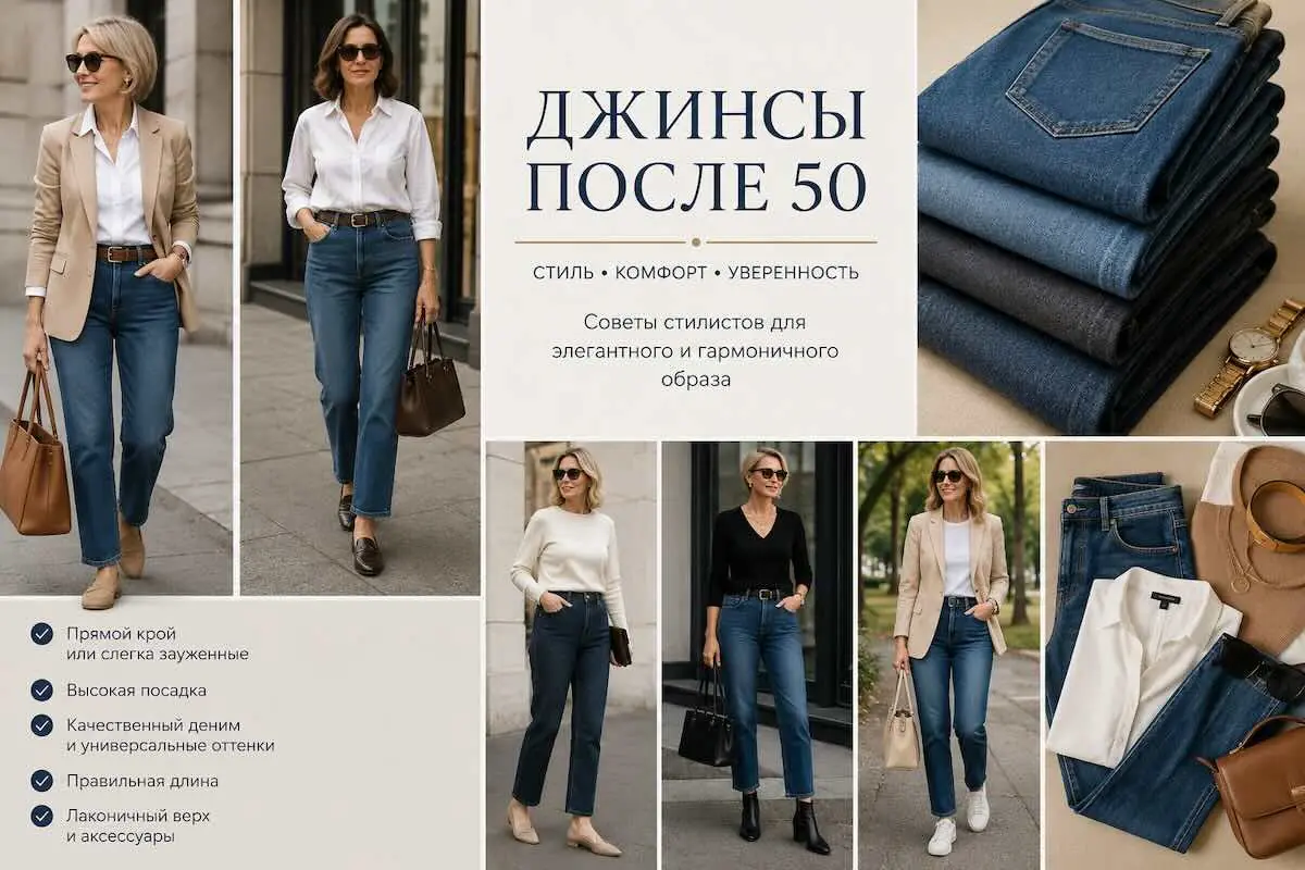 Какие джинсы больше всего подходят женщинам старше 50: сделают образ элегантным