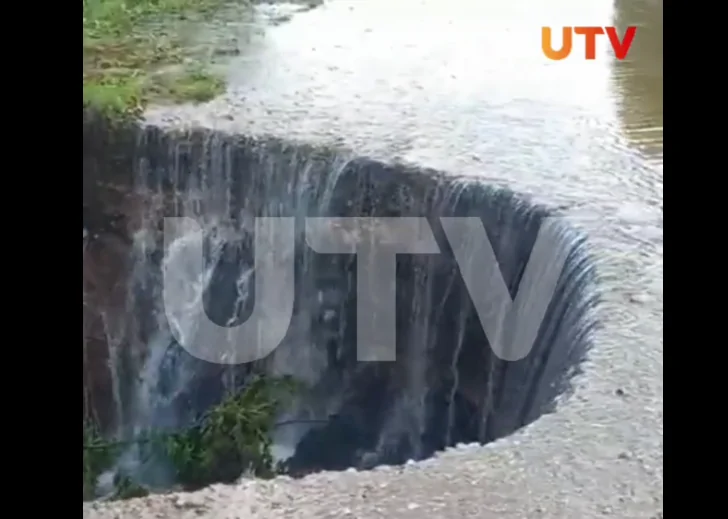 В Башкирии появился водопад на месте обвалившейся дороги 