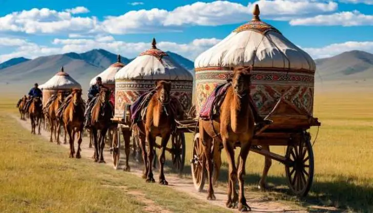 Как кочевники передвигались в юртах на колёсах по степи до XVII века