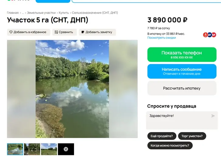 Под Уфой возле резиденции Хабирова продают участок у реки с пляжем
