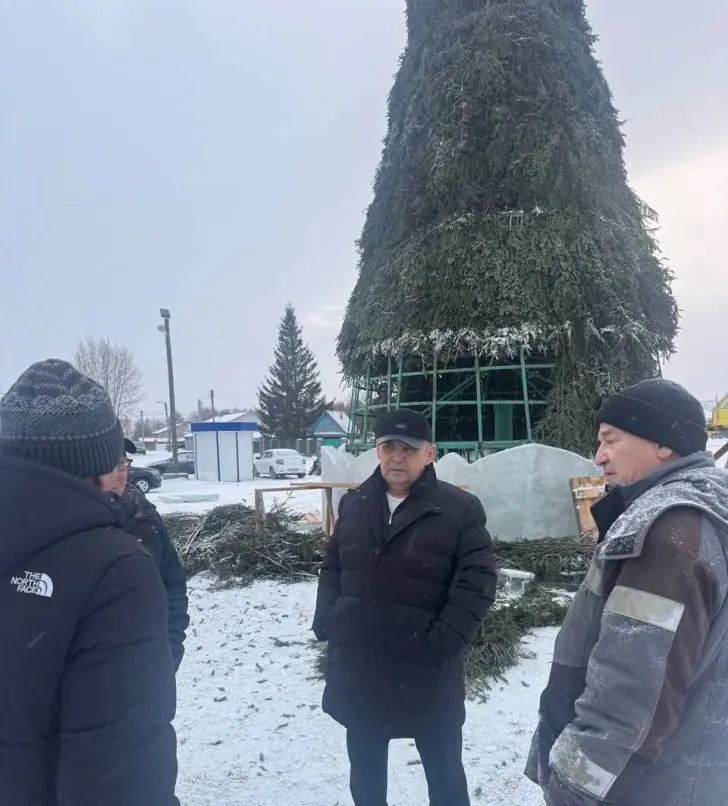 Елку, похожую на стог сена, установили в райцентре Башкирии