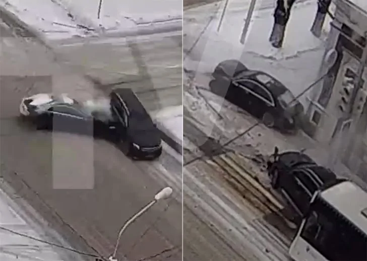 В центре Уфы столкнулись два «Мерседеса», автобус и объект культурного наследия