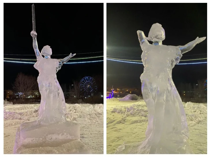 «Дикари, что ли?»: в Башкирии отломали руку ледяной скульптуре Родина-мать