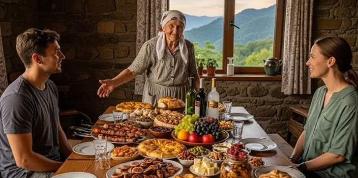 Абхазия — как нас угощала абхазская бабушка: показываю всё, что было на столе при пенсии в 500 рублей