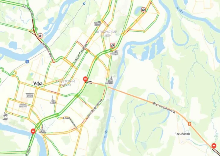 Среди бела дня в выходной в Уфе образовались пробки