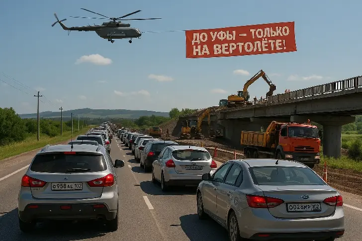 Хабиров будет летать в Вязовку на вертолёте: в Башкирии шутят о масштабных пробках из-за ремонта моста под Булгаково
