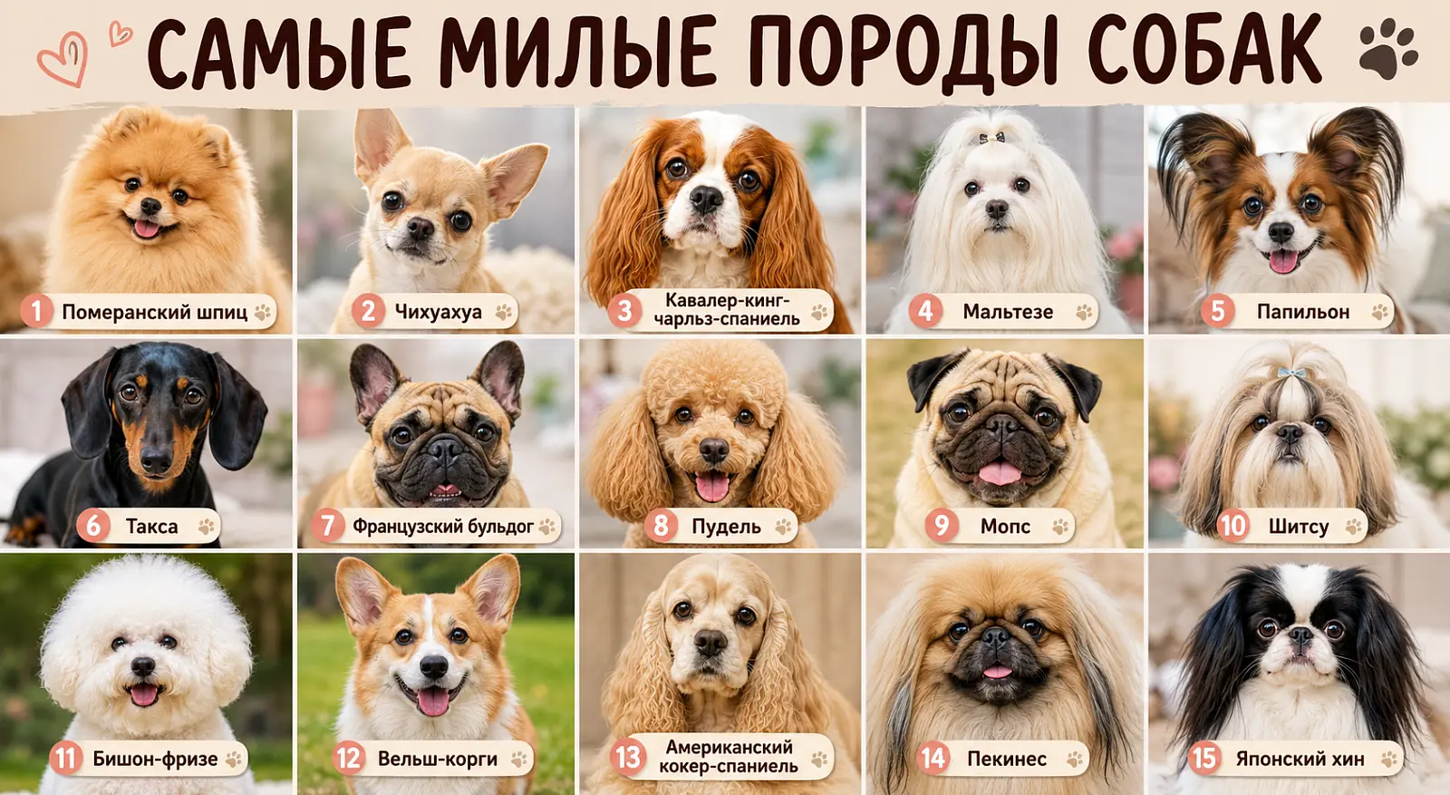 Самые милые породы собак: опубликован топ-15