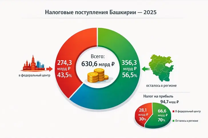 Башкирия зарабатывает 630 млрд, но половину отдает Москве: разбор механизма «утечки» налогов